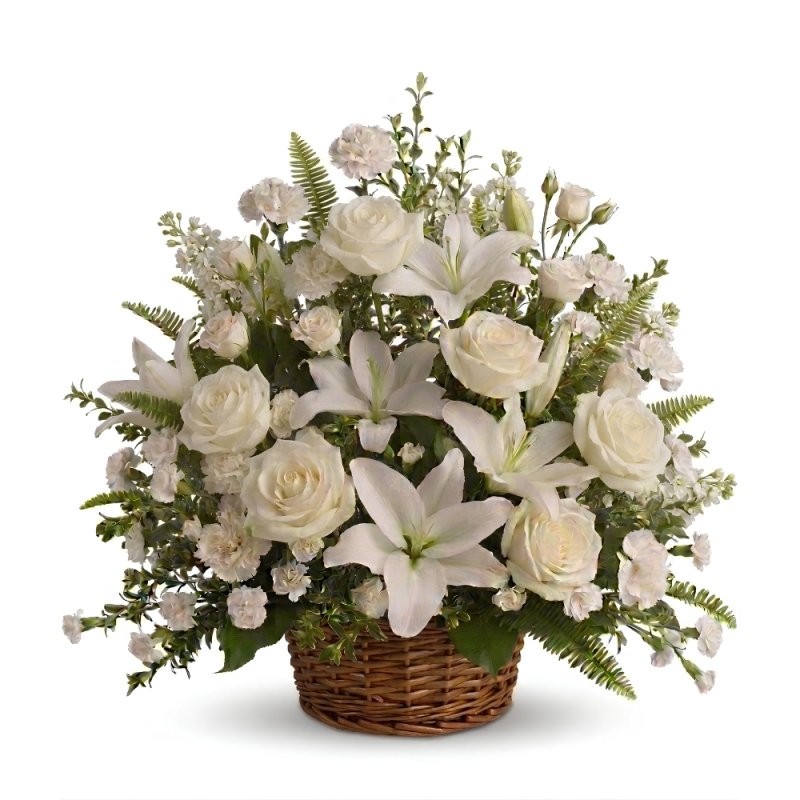 Peaceful White Lilies Basket - Same Day Delivery