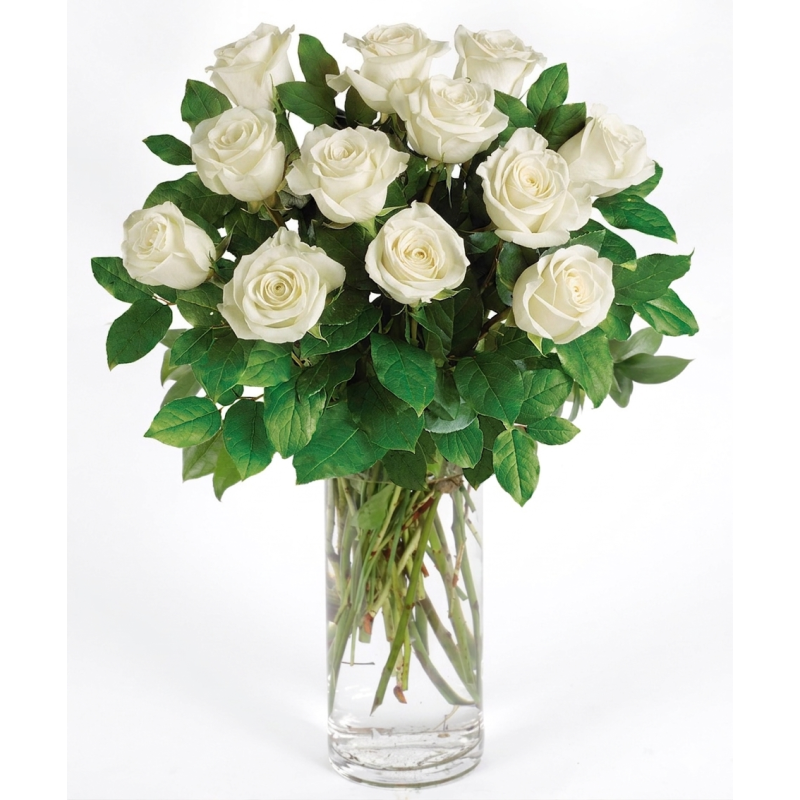 WHITE LONG STEM ROSES BY DOTTIES - Same Day Delivery