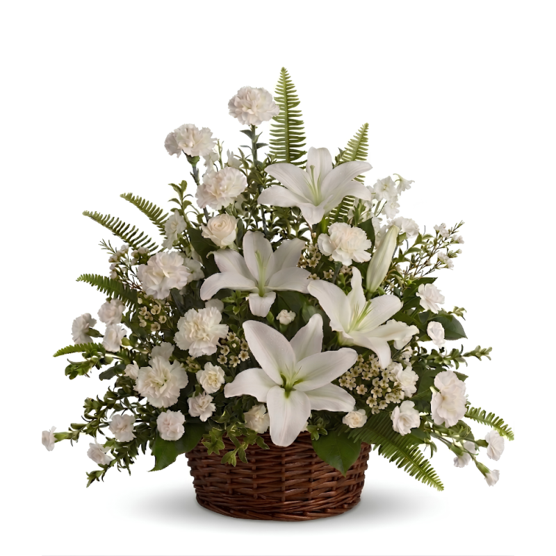 Peaceful White Lilies Basket - Same Day Delivery