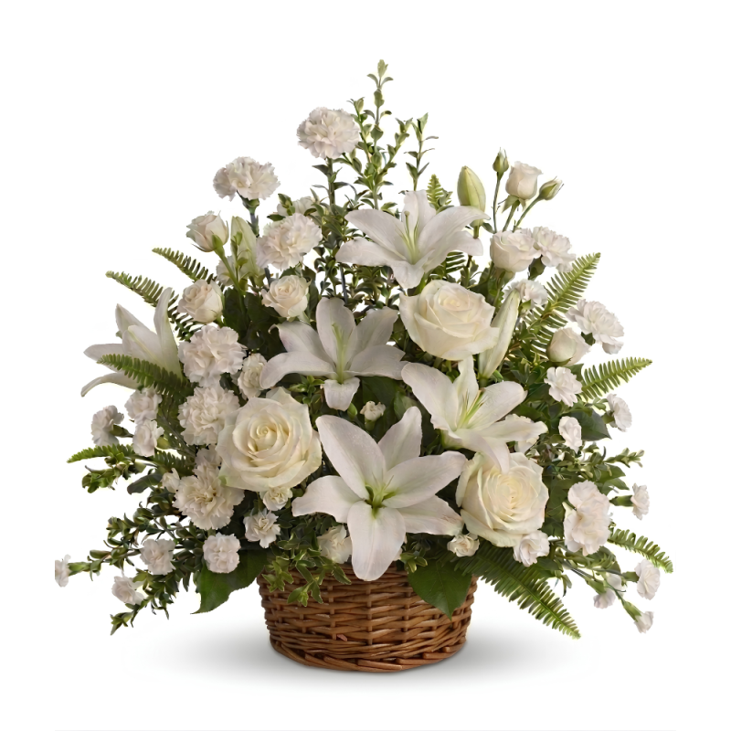 Peaceful White Lilies Basket - Same Day Delivery