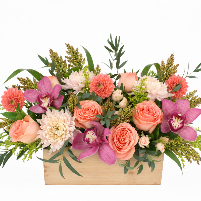 PEACH GARDEN CENTERPIECE - Same Day Delivery