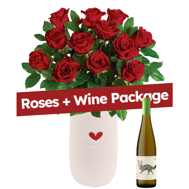 ROSES AND WINE PACKAGE - Same Day Delivery