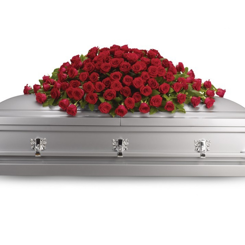 Blooming Red Rose Casket Spray - Same Day Delivery