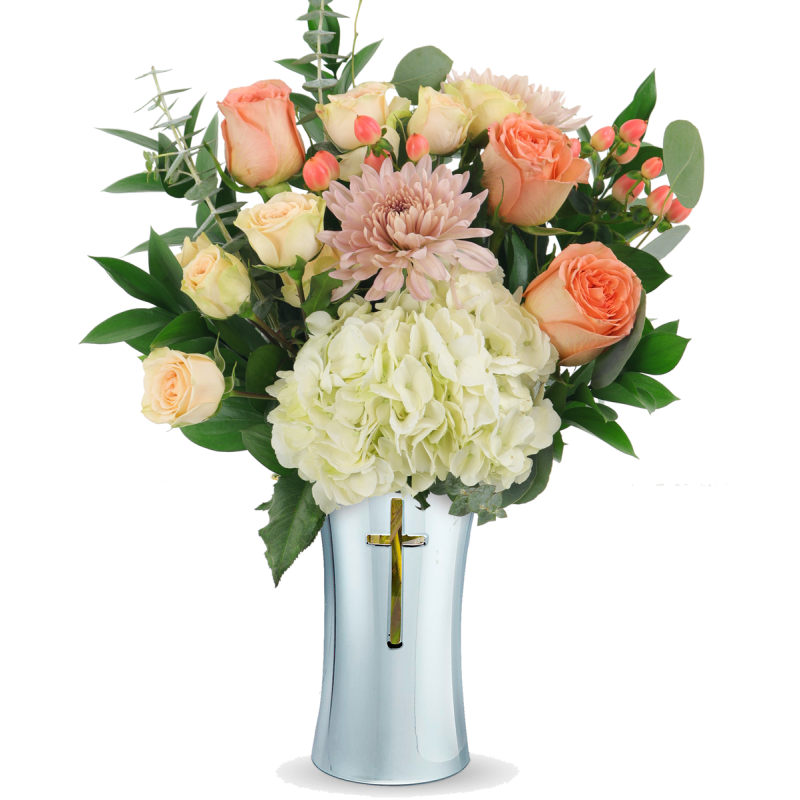 SOFT PEACH TRIBUTE ARRANGEMENT - Same Day Delivery