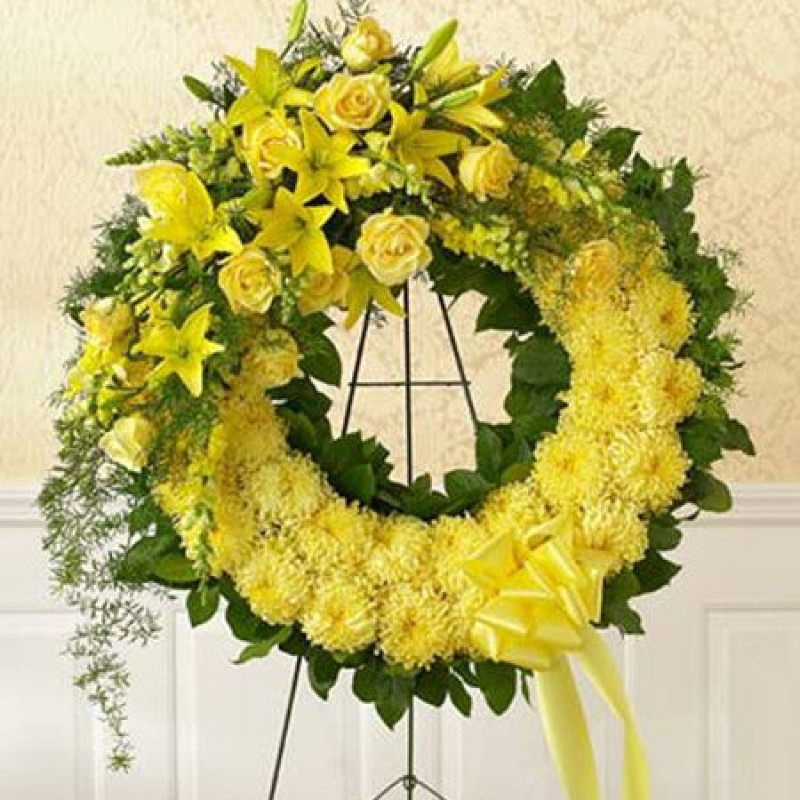 Yellow Sunset Wreath - Same Day Delivery