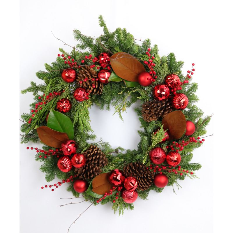 WINTER RED WREATH - Same Day Delivery