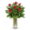 6 Red Roses Arranged In A Vase: Traditional