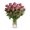 Hot Pink Roses Arranged In A Vase: Traditional