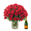 WOW! 100 ROSES ARRANGED: 100 Premium Roses & Champagne